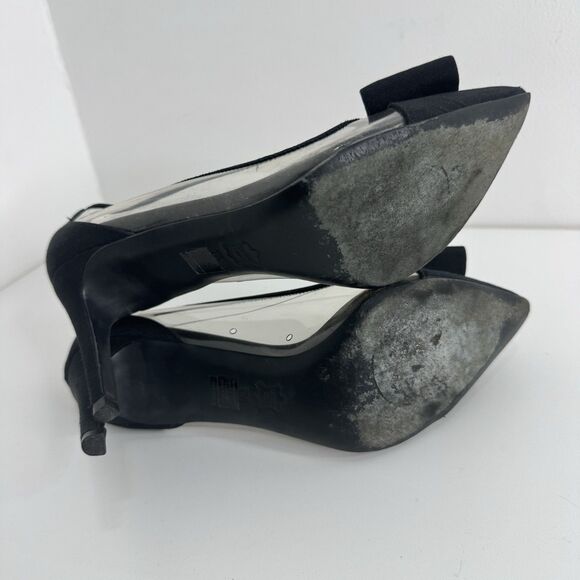 Tory Burch Black Aimee Grosgrain Fabric Pumps Heels Bow Pointed Logo Charm 7 - Picture 11 of 12